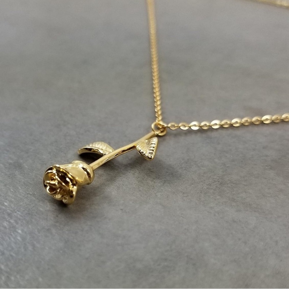 Rose Flower Gold Plated Necklace
